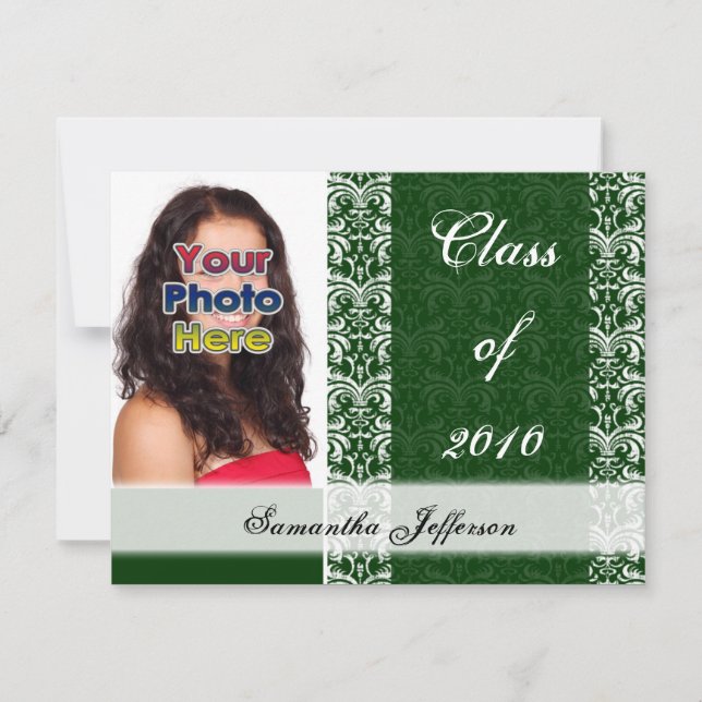 Any Year~ Damask Lace Photo Custom Graduation Invitation (Front)