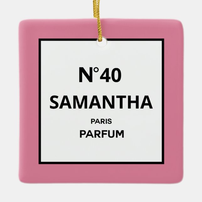 ANY YEAR Designer Perfume Bottle Birthday Ceramic Ornament (Front)