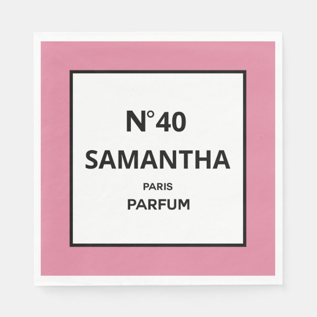 ANY YEAR Designer Perfume Bottle Birthday Napkin (Front)