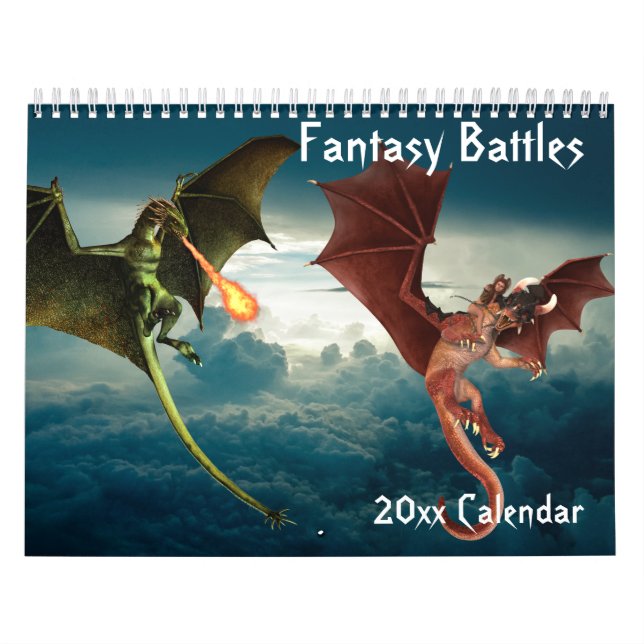 Any Year Fantasy Beasts Art Dragon Unicorn Calendar (Cover)