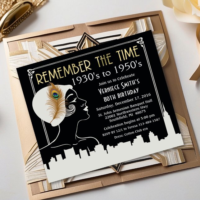 ANY YEAR - Flapper Girl Birthday Invitation (Creator Uploaded)