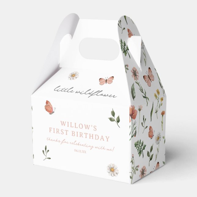Any Year Floral Little Wildflower Birthday  Favour Box (Front Side)