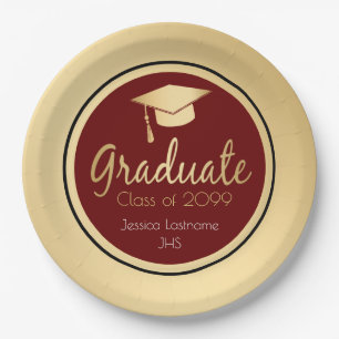 Any Year Graduate Gold Paper Plate
