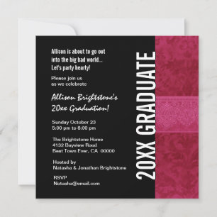 Any Year Graduation Red Black White Invitation