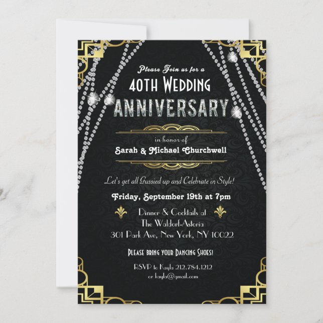 ANY YEAR Great Gatsby Anniversary Invitation (Front)