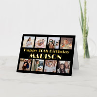 ANY Year Happy Birthday 8 Photo Collage Black