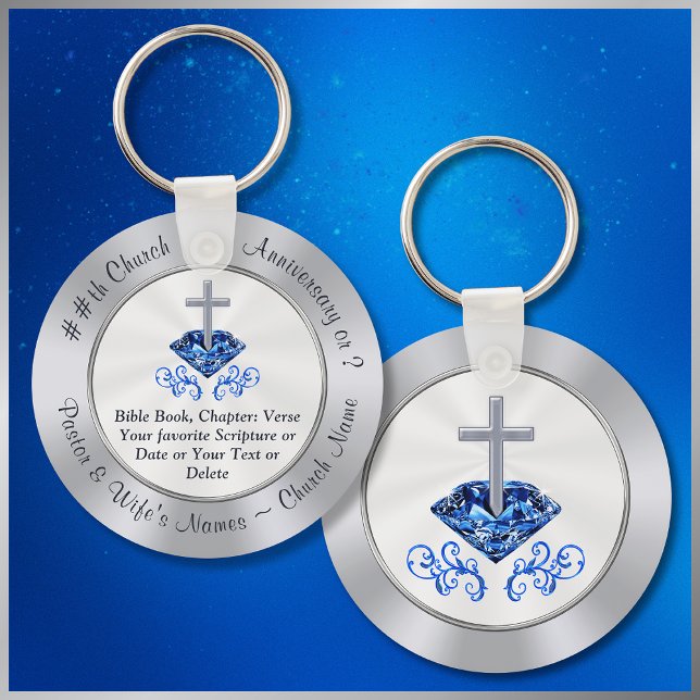 Any Year Inexpensive Church Anniversary Favors Key Ring (Cheap Church Favors or Cheap Gifts for Congregation. Church Anniversary Ideas. Church Party Supplies)