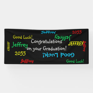 ANY YEAR, Name Multi Colour FUN Graduation Party Banner