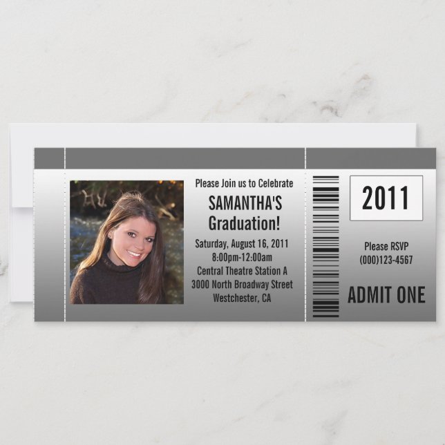 Any Year~ Photo Graduation Party Ticket Invitation (Front)