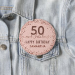 Any Year Pink Glitter Birthday Button<br><div class="desc">Faux glitter. Great for many different birthday celebrations. All text is adjustable.</div>