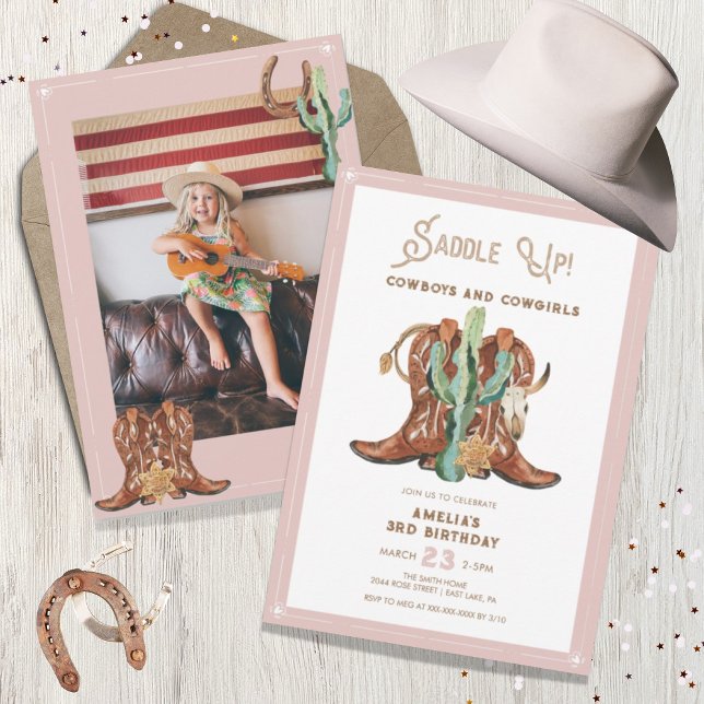 Any Year Pink Western Cowgirl Birthday Invitation (Creator Uploaded)