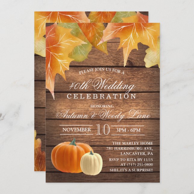 ANY YEAR - Rustic Wedding Anniversary Invitation (Front/Back)