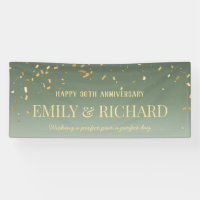 ANY YEAR Sage Gold Wedding Anniversary Banner