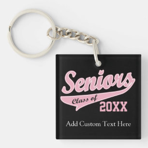 Any Year, Senior Class Pink/Black Graduation Key Ring