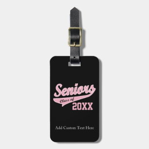 Any Year, Senior Class Pink/Black Graduation Luggage Tag