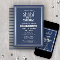 ANY YEAR Surprise Anniversary Navy Blue and Silver
