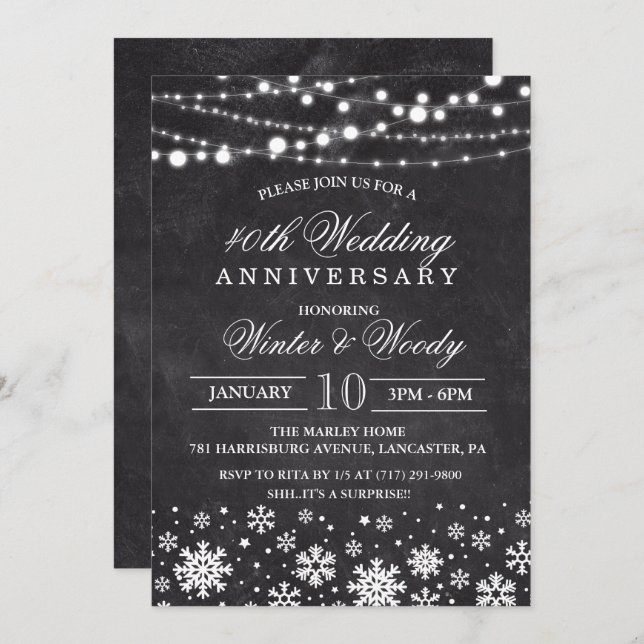 ANY YEAR - Wedding Anniversary Chalk Invitation (Front/Back)