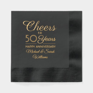 Any Year Wedding Anniversary Cheers Elegant Script Foil Napkins