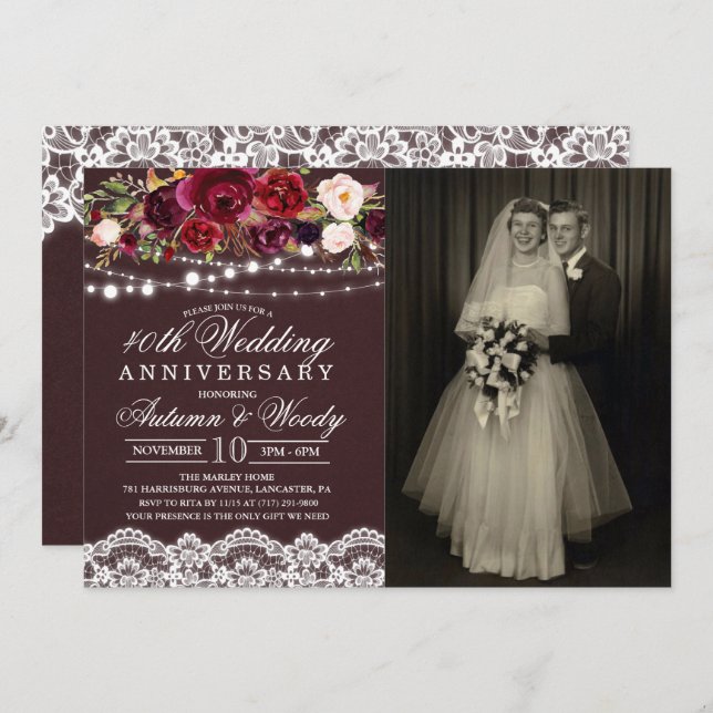 ANY YEAR - Wedding Anniversary Photo Invitation (Front/Back)