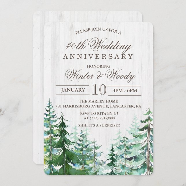 ANY YEAR - Wedding Anniversary Rustic Invitation (Front/Back)