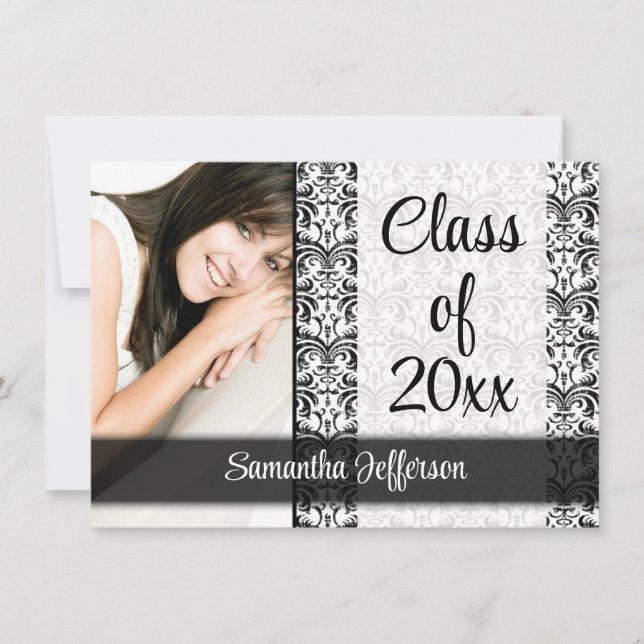 Any Year~ White Formal Design Photo Graduation Invitation (Front)