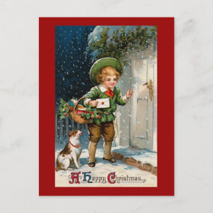 "Anybody Home ?" Vintage Christmas Holiday Postcard