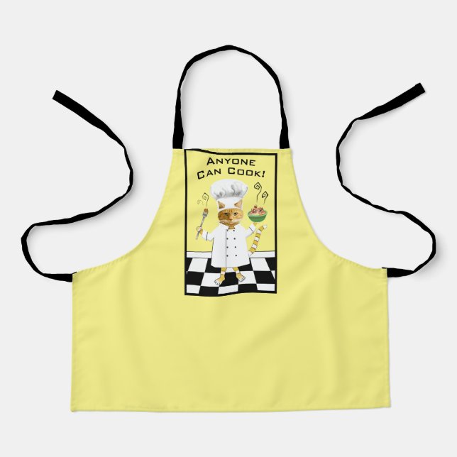 Anyone Can Cook! Kids' Yellow Kitty Apron (Front)