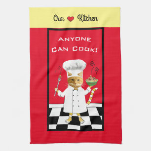 Anyone Can Cook! Red Kitchen Towel