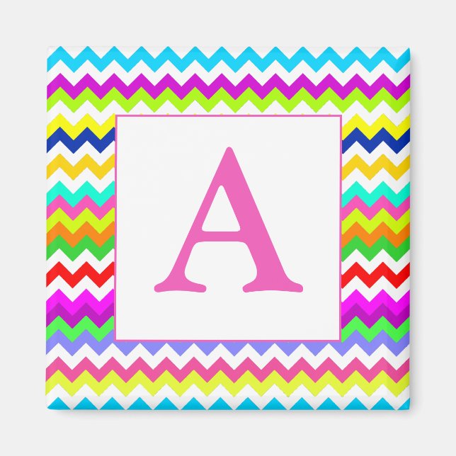 Anything But Grey Chevron Custom Initial Magnet (Front)