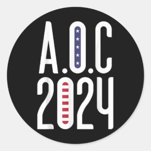 Aoc 2024 - Alexandria Ocasio-cortez American Flag Classic Round Sticker