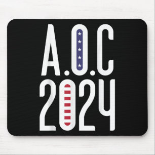 Aoc 2024 - Alexandria Ocasio-cortez American Flag Mouse Pad