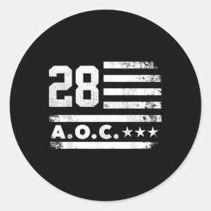 Aoc 2028 A.o.c. 2028 For President American Flag Classic Round Sticker
