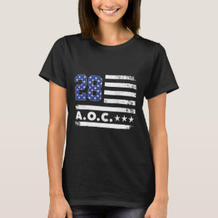 Aoc 2028 A.o.c. 2028 For President American Flag L T-Shirt