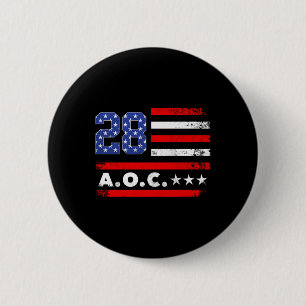 Aoc 2028 A.o.c. 2028 For President American Flag P 6 Cm Round Badge