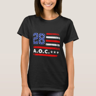 Aoc 2028 A.o.c. 2028 For President American Flag P T-Shirt