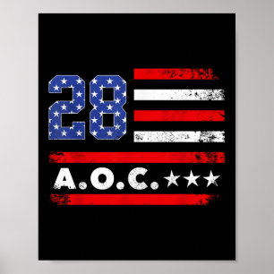 Aoc 2028 A.o.c. 2028 For President American Flag  Poster