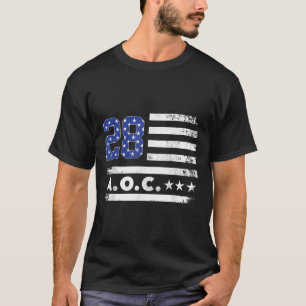 Aoc 2028 A.o.c. 2028 For President American Flag  T-Shirt