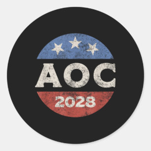 Aoc 2028 Election Retro Classic Round Sticker