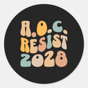 Aoc 2028 For President Resist Wavy Alexandria Ocas Classic Round Sticker