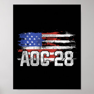 Aoc 2028 President Distressed Us Flag Tank Top Poster