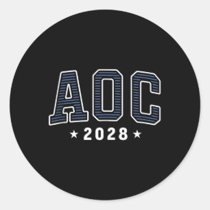 Aoc 2028 Simple Preppy Varsity Tank Top  Classic Round Sticker
