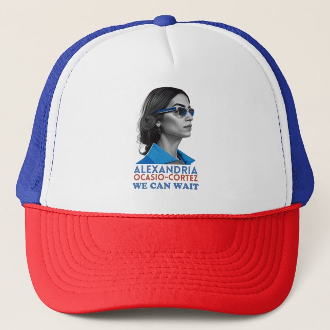 AOC Alexandria Ocasio Cortez We Can't Wait Trucker Hat (Front)