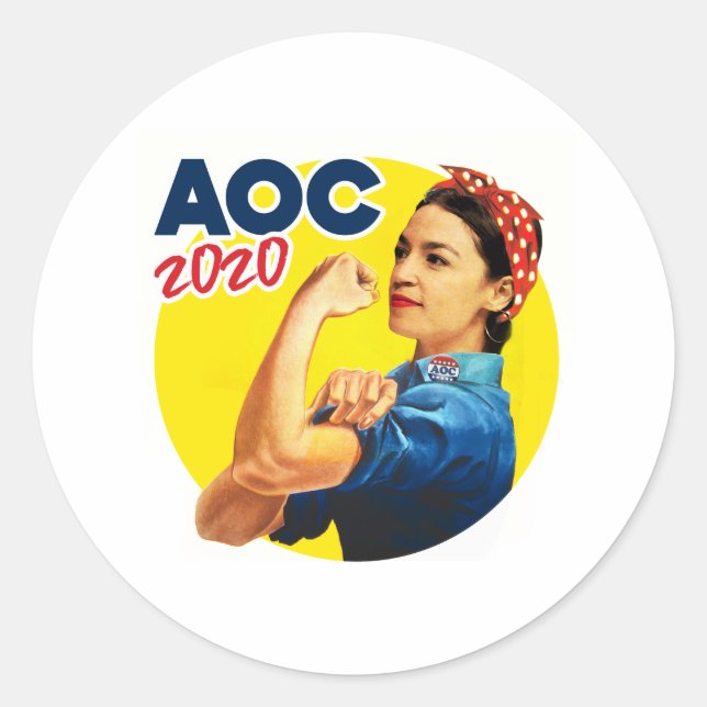 AOC the Riveter 2020 Classic Round Sticker (Front)