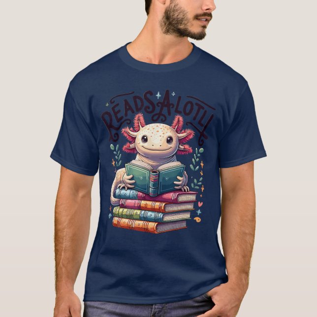 Aolotl Books Readsalotl Reading Bookworm Boys Girl T-Shirt (Front)
