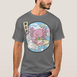 Aolotl Eating Ramen Japan Waves Anime Vaporwave Ka T-Shirt