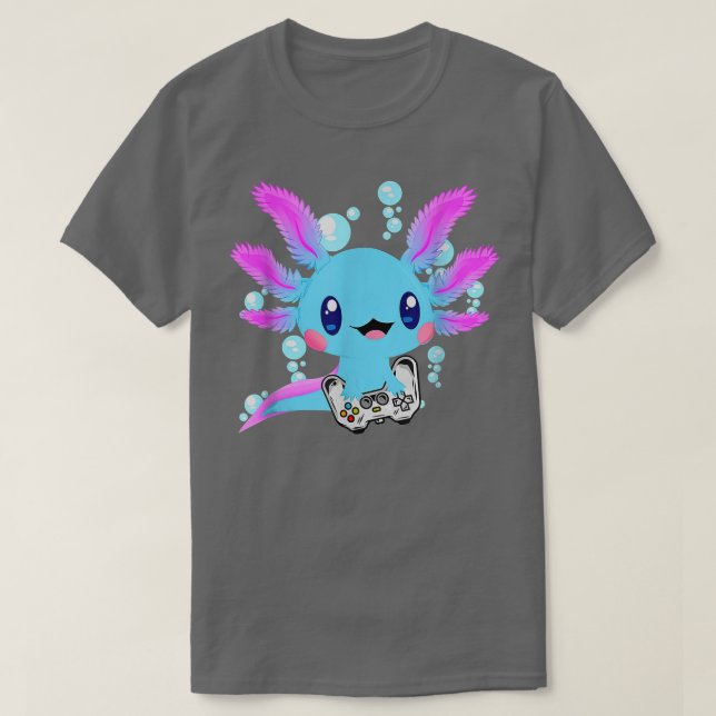 Aolotl Fish Playing Video Games Lizard  T-Shirt (Design Front)