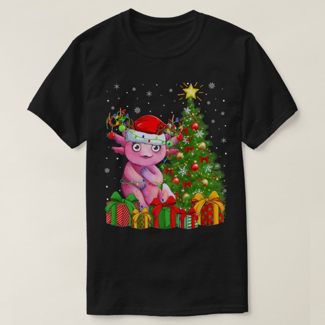 Aolotl Lighting Xmas Tree Santa Hat Aolotl Christm T-Shirt (Design Front)