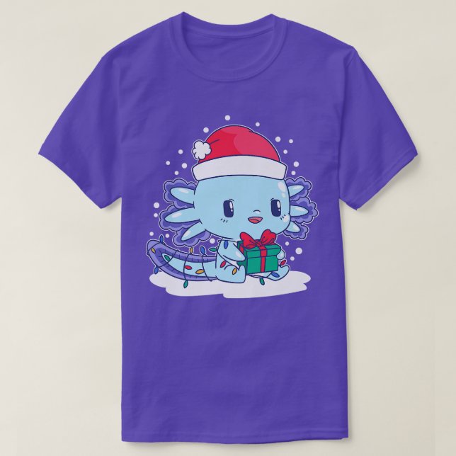 Aolotl Santa Hat Xmas Lights Cute Kawaii Aolotl Ch T-Shirt (Design Front)
