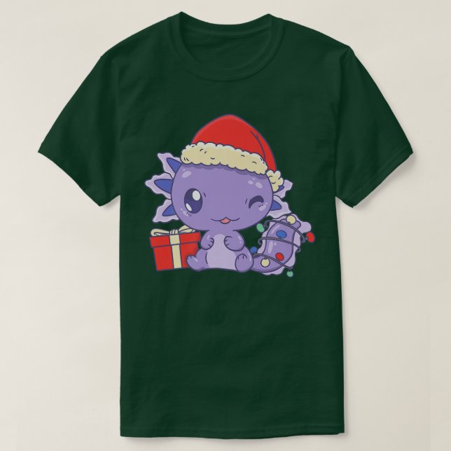 Aolotl Santa Hat Xmas Lights Cute Kawaii Aolotl Ch T-Shirt (Design Front)