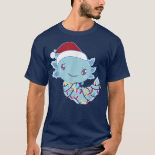Aolotl With Fairy Lights Funny Animal Christmas  T-Shirt